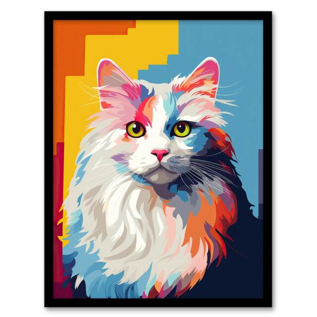 Ragdoll Cat Lover Gift Pet Portrait Orange Black Framed Wall Art Print A4