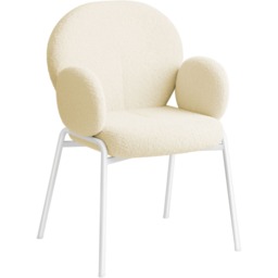 Dining Chair - Boucle cover, plush padding, high backrest White cream 1