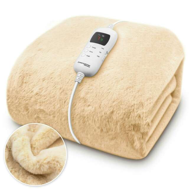 Dreamcatcher Faux Fur Electric Heated Throw Blanket 160x130cm Cream Cream Cream One Size 1