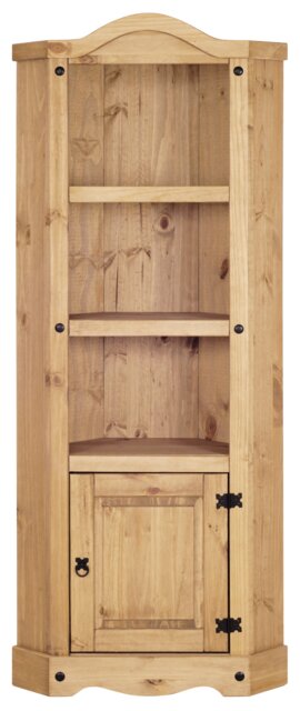 Corona Corner Bookcase Pine Display Cupboard 3 Book Shelves Mexican
