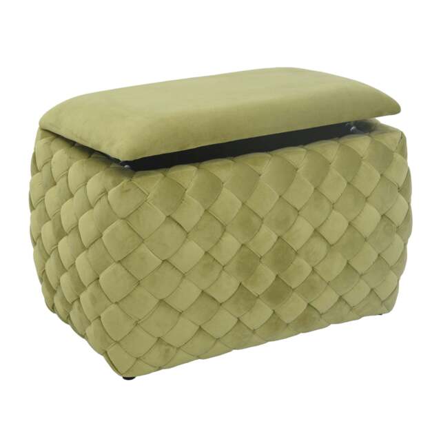 Plumeo Velvet Storage Ottoman - Green