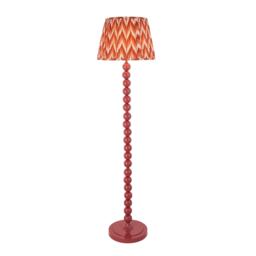 Higgledy Gloss Pink Clay Paint Floor Lamp with Apricot Orange Fabric Zigzag Shade 40cm E27