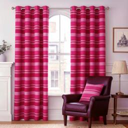 Homescapes Cotton Morocco Striped Pink Curtains - 137 x 137 cm