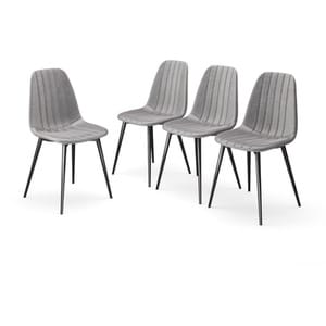 URBNLIVING Carlo Velvet Dining Chairs With Padded Seat Grey Grey Not provided 4
