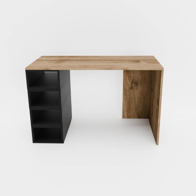 Poyraz Computer Desk with 4 Modular Shelves - W 120 cm x H 74 cm x D 60 cm