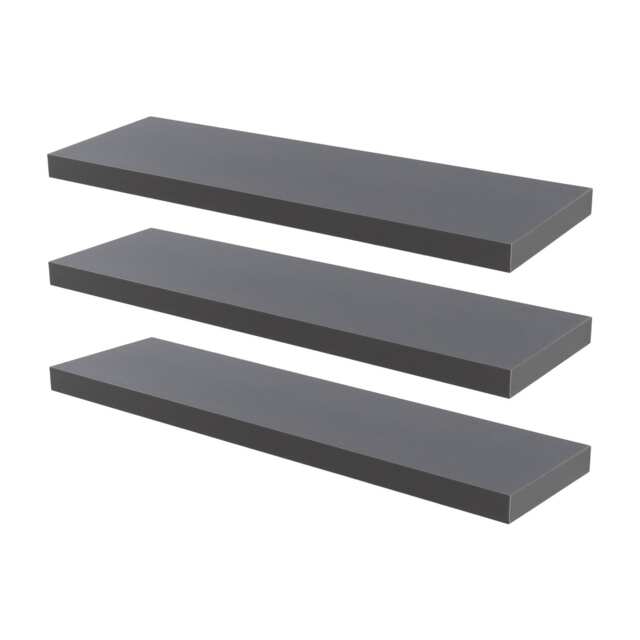 Harbour Housewares 80cm Floating Wall Shelf - Photo Gallery Bookshelf Wall Shelves for Storage & Display Grey Grey 3