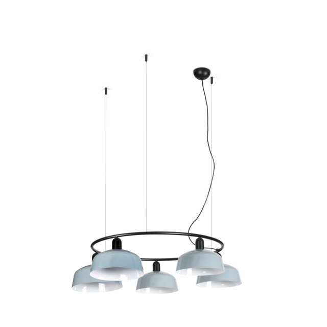 Tatawin Medium Pendant Ceiling Light Black, Gloss Grayish Blue 5x E27
