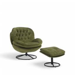 Velvet Sage Green Azura Swivel Accent Chair with Footstool