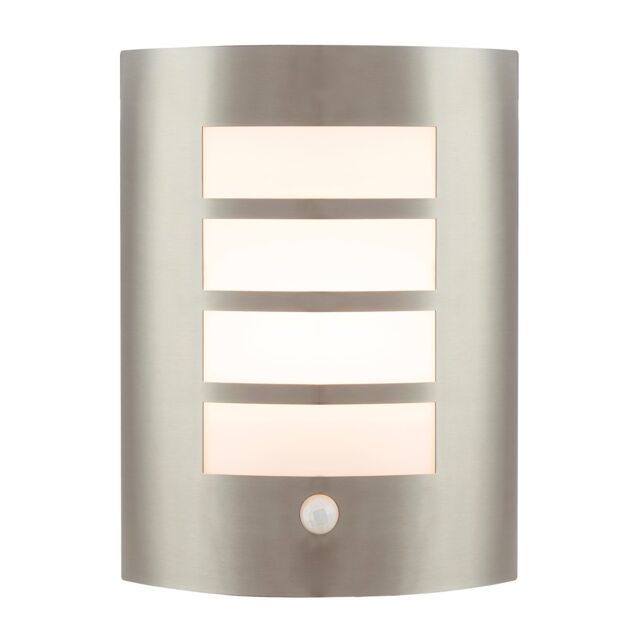 Modern Outdoor IP44 Stainless Steel Flush Wall Lamp Fitting with PIR Sensor Silver Stainless Steel 1