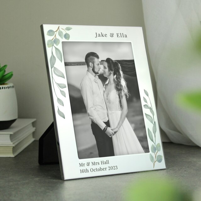 Personalised Botanical 6x4 Silver Photo Frame Silver One Size