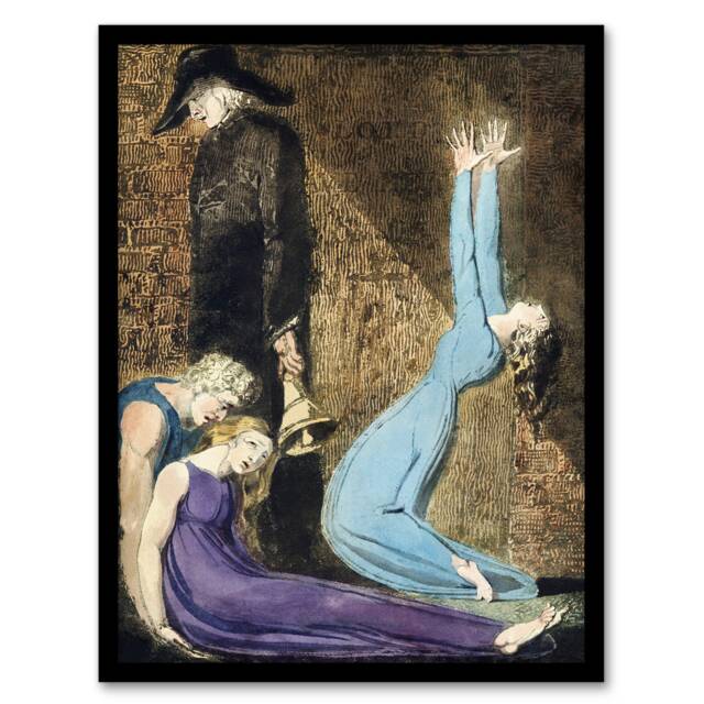 "Supine Woman Man with Bell William Blake Framed Wall Art Print 12X16"""