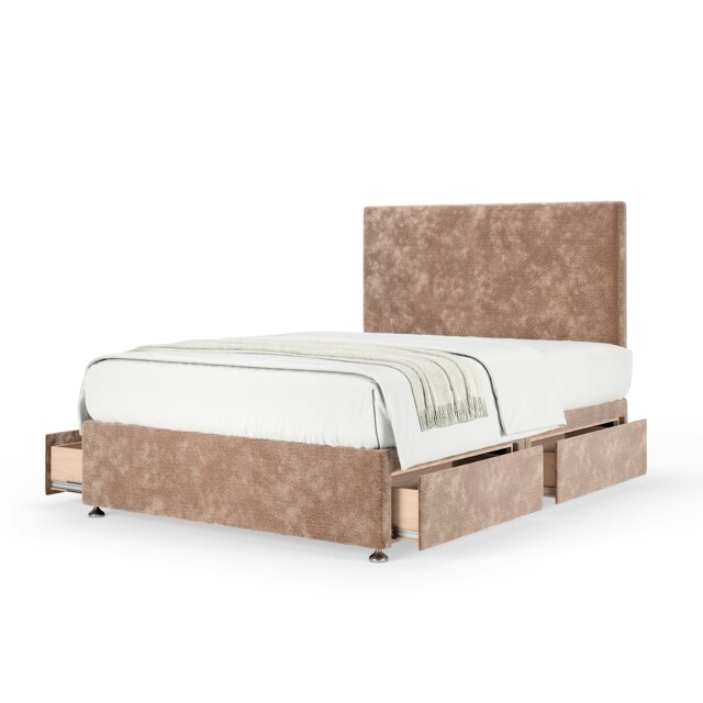 Super Ortho Orthopaedic Mink Chenille 4 Drawer Divan Set And Valencia Headboard Small Double