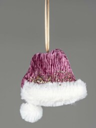 Pink Burgundy Mini Santa Hat 13x12cm - Christmas Tree Hanging Decorations Ornaments