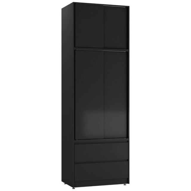 240cm 2 Sliding Doors Wardrobe Bedroom Storage Closet Hanging Rail Cupboard Unit Multi Black Carcass & Black Doors 1