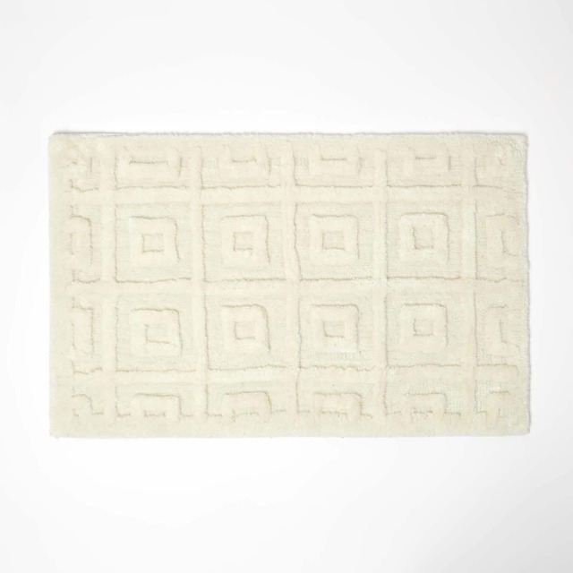 Homescapes Tufted Tile Bath Mat Cream Cotton Blend - 50 x 80 cm Cream