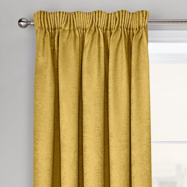 Velosso Westwood Dimout Pencil Pleat Curtains - 117cm x 137cm Yellow Ochre