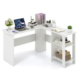 COSTWAY L-Shaped Corner Computer Desk Workstation Desk White