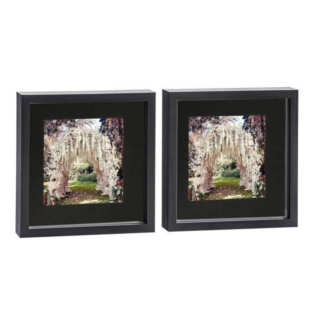 "Nicola Spring 10 x 10"" Photo Frames - Black/Black Mount - 3D Picture Frame Box Portrait Display Case (53 x 53cm) Set of 2"