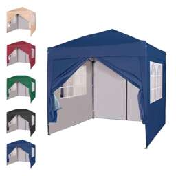 MCC Direct 2X2 Pop up Blue Gazebo with Sides Brown Blue