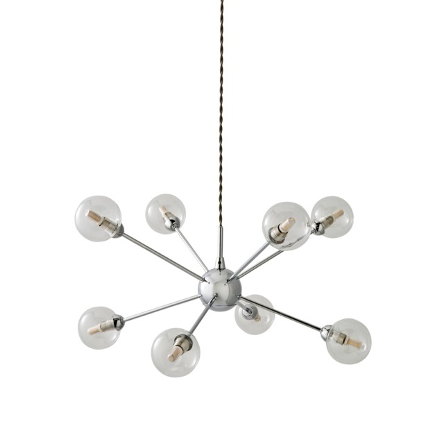 ValueLights Sputnik Chrome 8 Way Glass Pendant Light & Bulbs Chrome