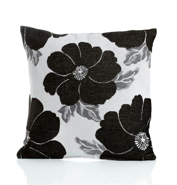 Poppy Chenille 45cm x 45cm Black Cushion Set of 4 Black Cream & Grey 45cm x 45cm x 10cm 4