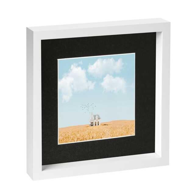 "Nicola Spring 10 x 10"" Photo Frame - Black Mount 3D Photo Frame Picture Frame Box Portrait Display Case & Spacer (53 x 53cm)"