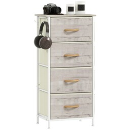 HOMCOM Fabric Chest of Drawers, 4 Drawer Dresser for Bedroom, Natural Wood Brown Natural wood finish
