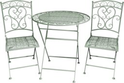 Garden Bistro Set in Sage Green for Balcony, Patio, Outdoors, Wrought Iron Material