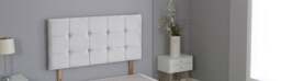"White Plush Velvet Cube Headboard White 4FT6 Double 26""inch Headboard"