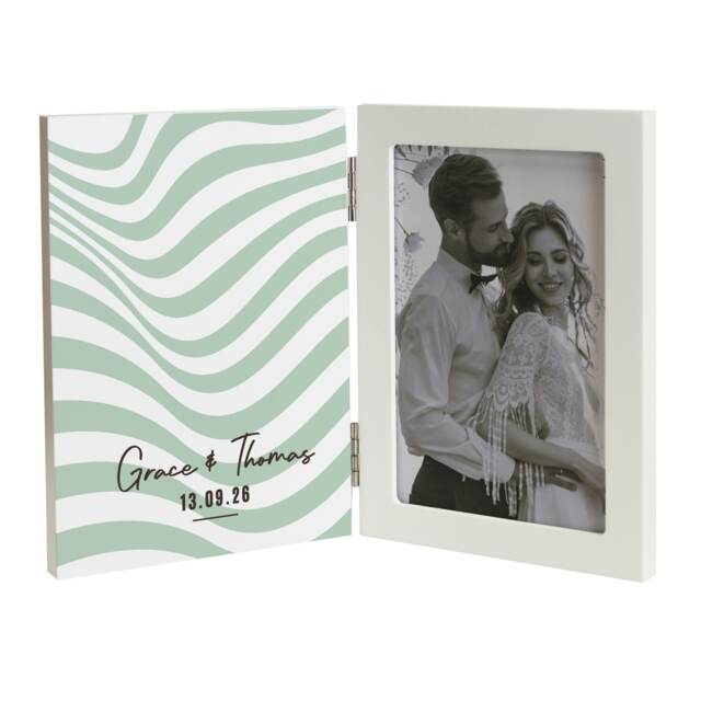 Personalised Wooden Hinged 6x4 Photo Frame White One Size