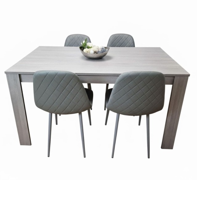 Dining Table and 4 Chairs Grey 4 Grey Faux Leather Chairs Wood Dining Set Furniture