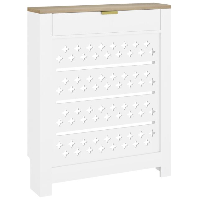 HOMCOM Heater Cover with Flip Drawer and Top Shelf 78 x 19 x 95.5 cm White White