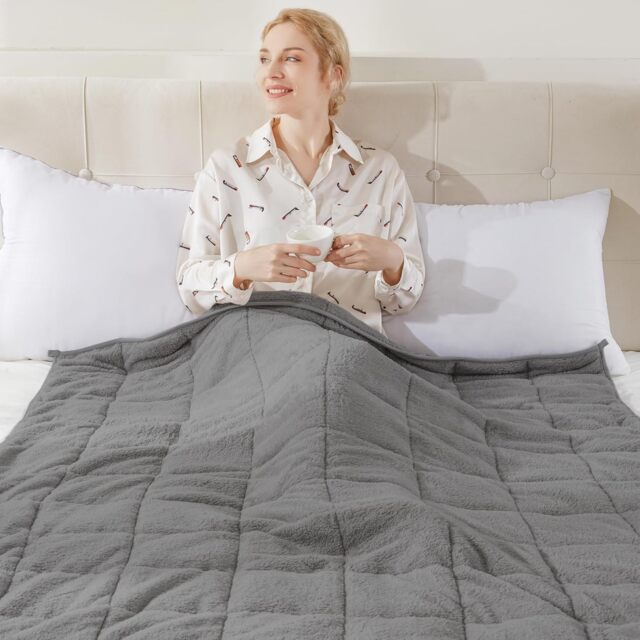 Teddy Fleece Weighted Blanket Quilted Sherpa Throw Deep Sleep Therapy Relax - 125 x 180cm - 6kg