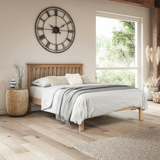 Dunkeld Solid Wooden Oak Low Footboard Shaker Style Bed Frame (King) Brown Oak King