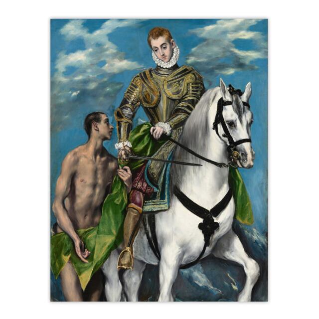 Saint Martin and the Beggar Oil Painting El Greco Huge Wall Art Print 18X24 In