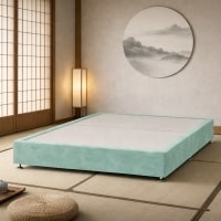 Kyoto Low Platform Divan Bed 6FT Superking Duck Egg Plush Velvet