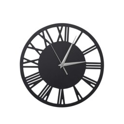 Living and Home Silent Round Wood Wall Clock Decorative Roman Numeral, Grey, 30cm