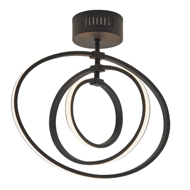 Avali LED Semi Flush Light Matt Black & White Acrylic