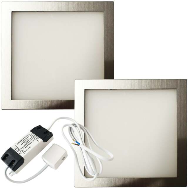 2-Pack Brushed Nickel Ultra-Slim Square Under Cabinet Kitchen Light Kit with Natural White LED