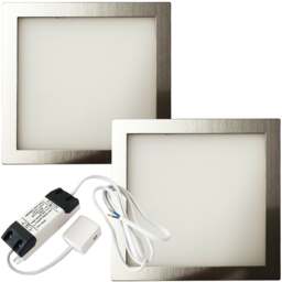 2-Pack Brushed Nickel Ultra-Slim Square Under Cabinet Kitchen Light Kit with Natural White LED