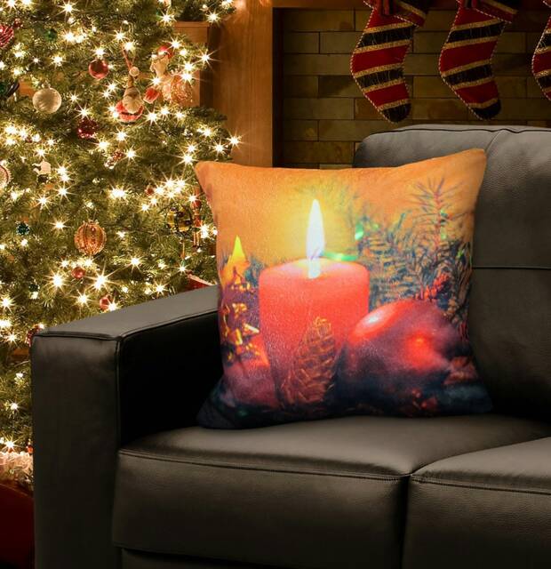 Xmas Festive Led Cushion - 43cm x 43cm Red