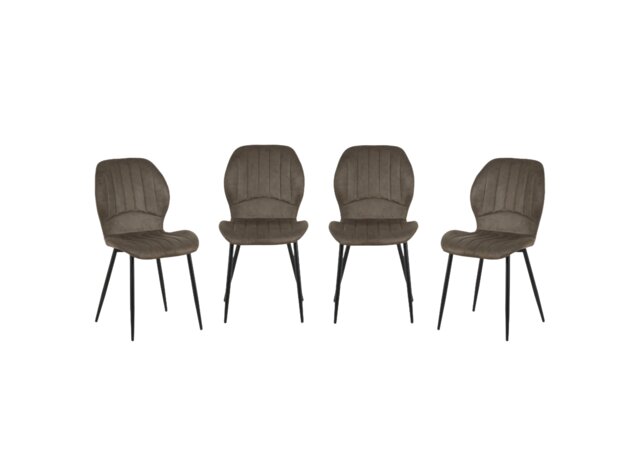 Jaydn Distressed Leather Comfort Dining Chairs - Set of 4 - Grey Grey One Size