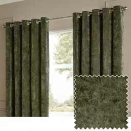 Paoletti Lustre Velvet Fully Lined Eyelet Curtain Pair, Malachite, (W) 229 x (D) 183cm Green Malachite 1
