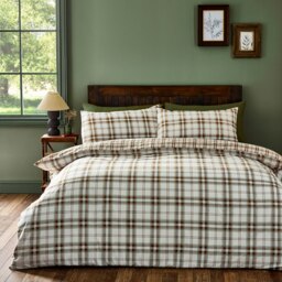 Catherine Lansfield Kelso Check Reversible Duvet Cover Set Burnt Orange Orange Burnt Orange King
