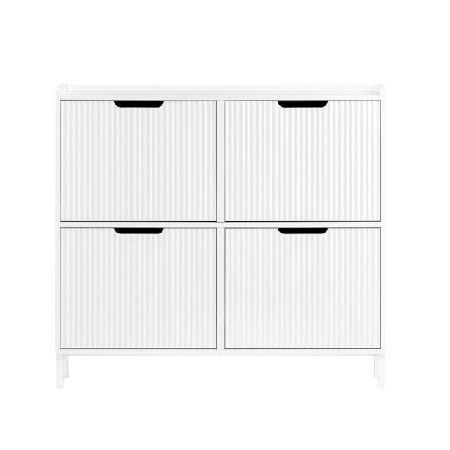 SoBuy FSR177-L-W,Narrow Shoe Rack with 4 Flip Drawers White White 1