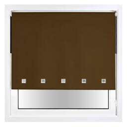 FURNISHED Blackout Roller Blind with Square Eyelets and Metal Fittings Easy Fit Window Shade Brown Brown (W) 145cm x (L) 165cm