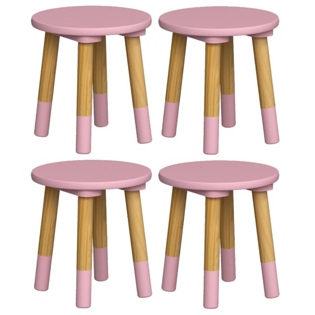 Kids Wooden Stool Seat Round Chair Toddlers Kids Small Children Home Nursery Pink 4 Pink