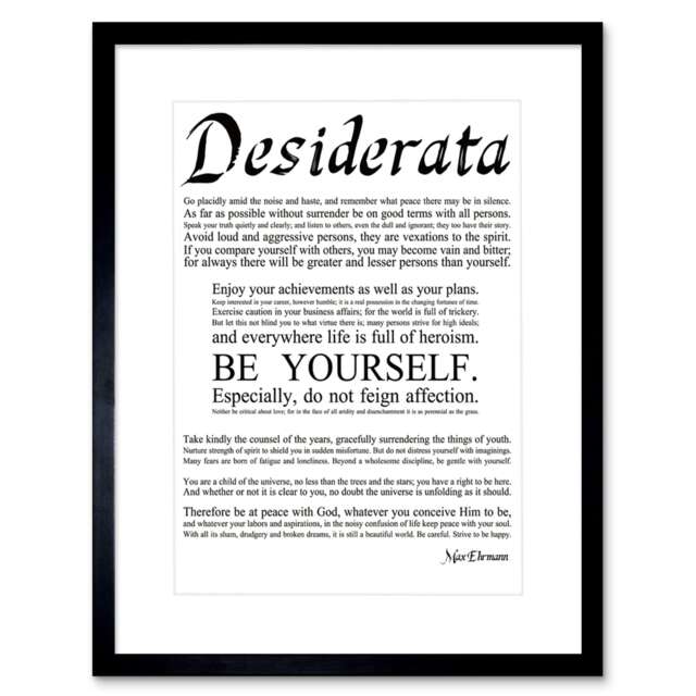 Desiderata Ehrmann Go Placidly Amid Yourself Quote Framed Wall Art Print