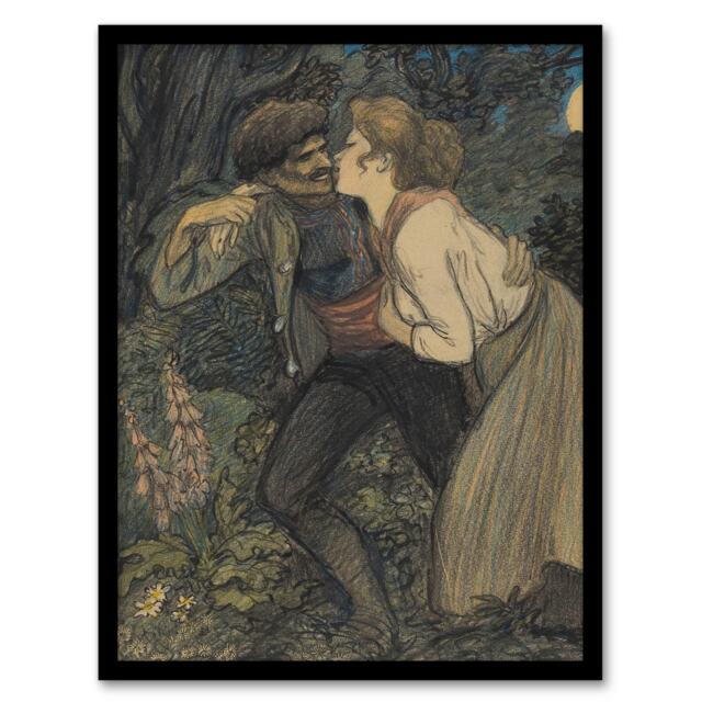 "La Chienne Au Loup Painting Steinlen Framed Wall Art Print 12X16"""