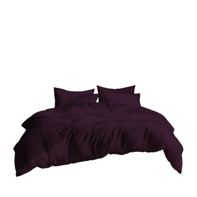 Plain Dyed Easy Care Polycotton Duvet Cover And Pillowcase/s Set Bed Linen Purple Purple Plum Super King